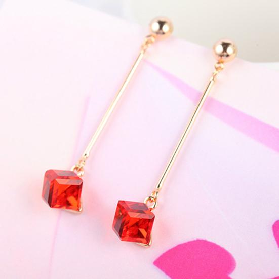 1 Pair Women Fashion Long Dangle Rhinestone  Earrings Eardrops Jewelry for Wedding