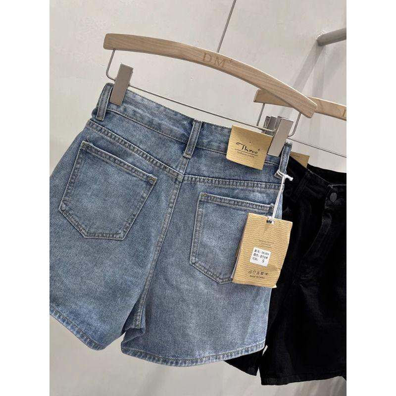2026 New Women's High-Waisted A-Line Denim Shorts: Summer Thin Style, Loose & Slimming Wide-Leg Design for Pear-Shaped Figures