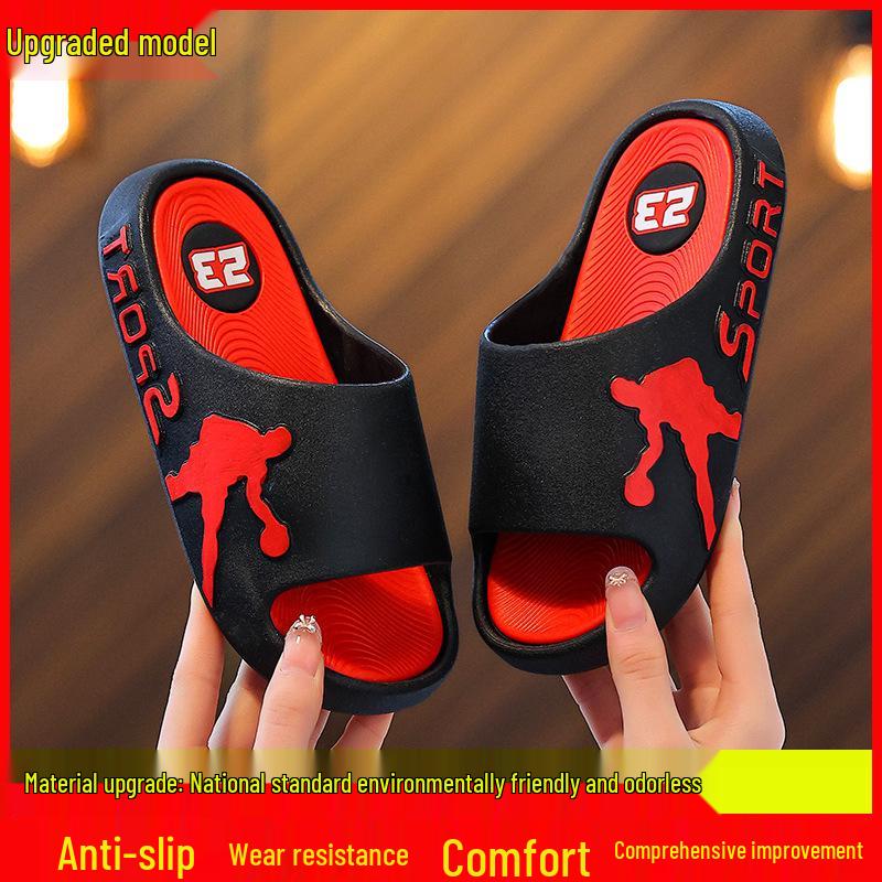 Černé a červené sportovní chlapecké pantofle, měkká podrážka, protiskluzové, dětské sandály, nejprodávanější.