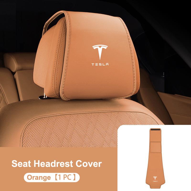 SGD4 Skórzana Pokrowiec Ochraniacz Poduszki Zagłówka Siedzenia Wnętrza Samochodu Dla Tesla Model 3 Model Y Model X Model S P100D P85D 200 Akcesoria Samochodowe