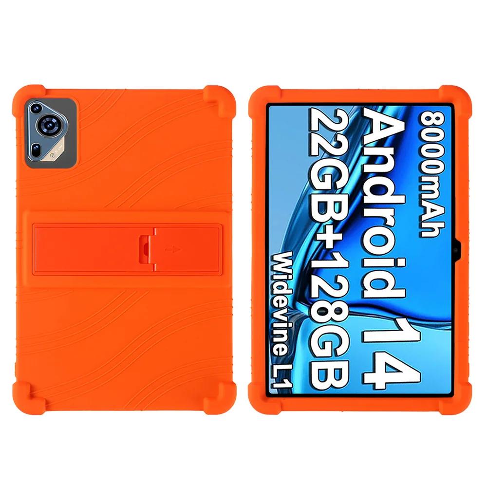 Pour Tablette Pad 9 Pro 10,1 pouces Coque en Silicone Adaptée aux Enfants 4 Coins Épais, Résistante aux Chocs, Silicone Souple avec Rabat Réglable Original Pad 9 Pro orange