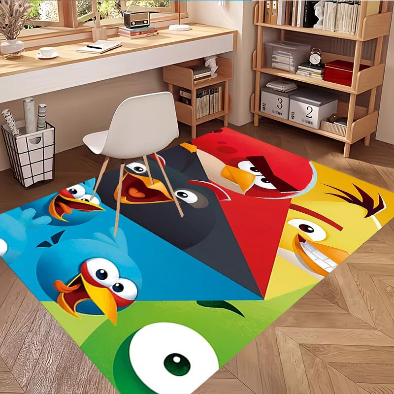Angry Birds Print Rug, Washable Floor Carpet, For Entryway Dorm Laundry Room Office Study, Home Decor Birthday Christmas Gift