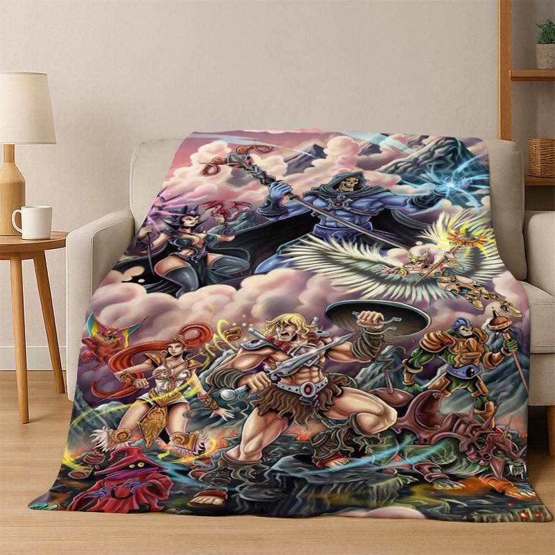 He Man Masters of The Universe Cartoon Flannel Blanket Soft Warm Blanket Throw Blanket for Bedroom Living Room Bed Travel Gift