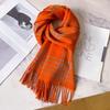 Cool blue pure wool scarf women's winter thickened plaid scarf men's long warm haze blue shawl