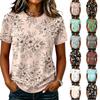 Damen Lässiges Raglanärmel Rundhals Kurzarm Oberteil Blumenprint Leichte Bequeme Passform
