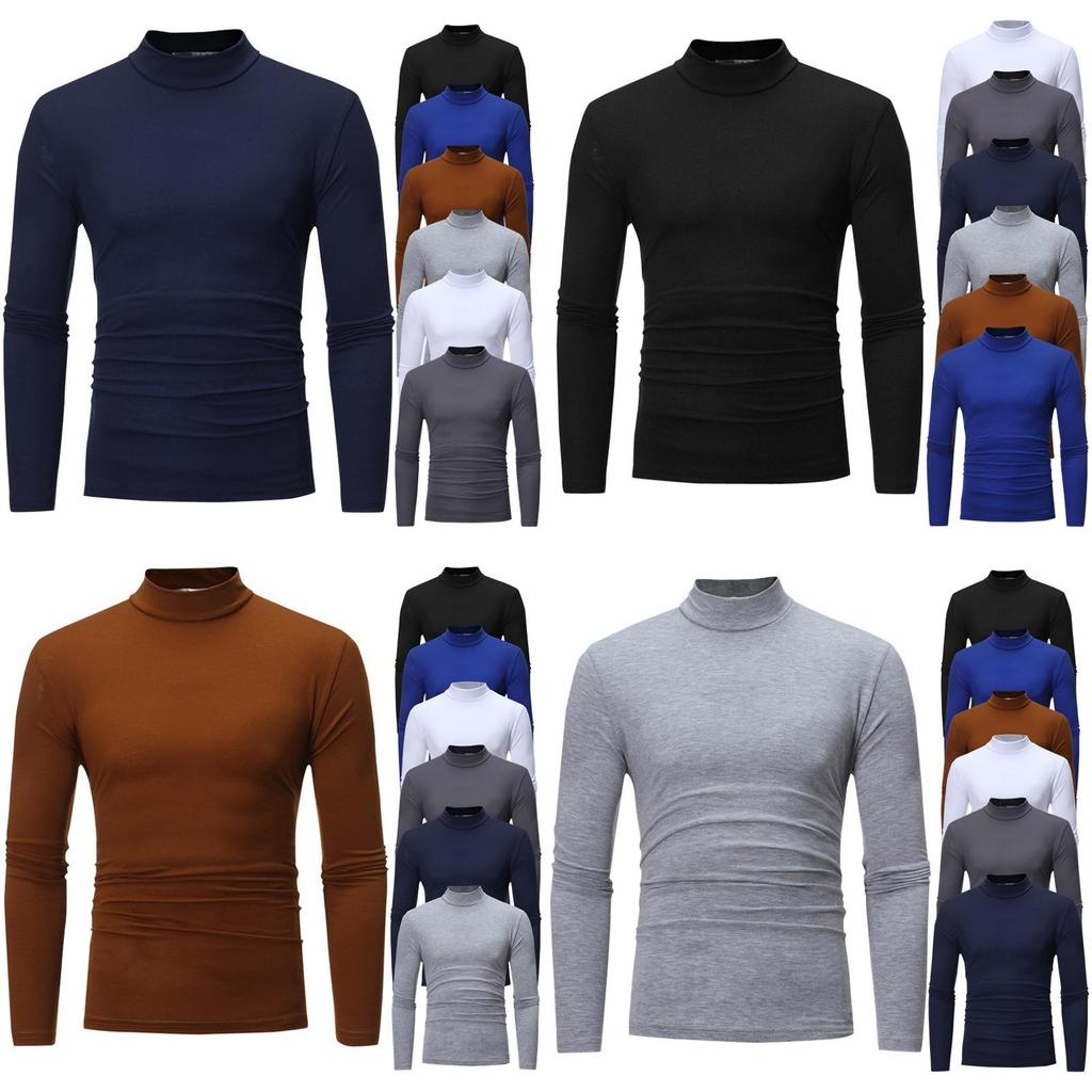 Men's Warm High Neck Solid Color Pullover Jumper Sweater For A Stylish Look