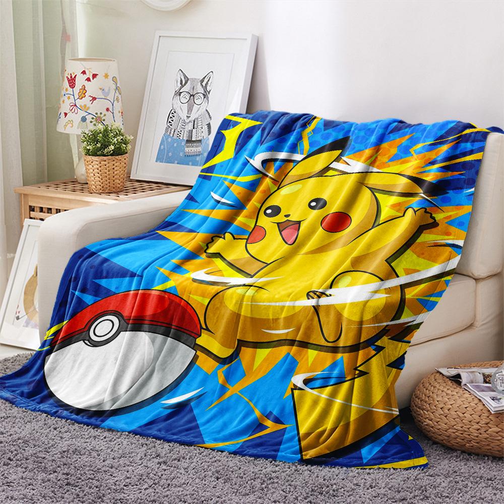 Pikachu and Eevee  Print Flannel Blanket, High quality Comfortable for All Seasons, Home Decor, Warmth and Comfort