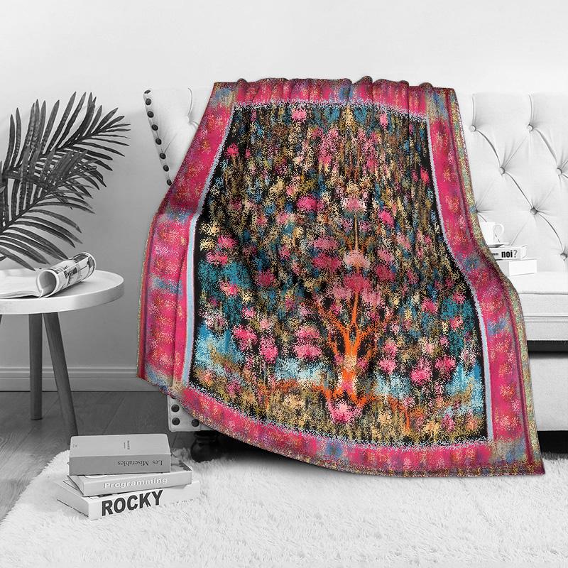 Blumen Pfauenprint Decke Bestickte Tagesdecke Dekorative Überwurfdecke Kissenbezug Heimtextilien Geschenk