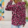 Women Plus Size Navy Blue Printed Long Sleeve Drawstring Hoodie With Kangaroo Pocket