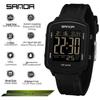 Sanda Waterproof Luminous Sports Watch: Square, Transparent Timer for Students