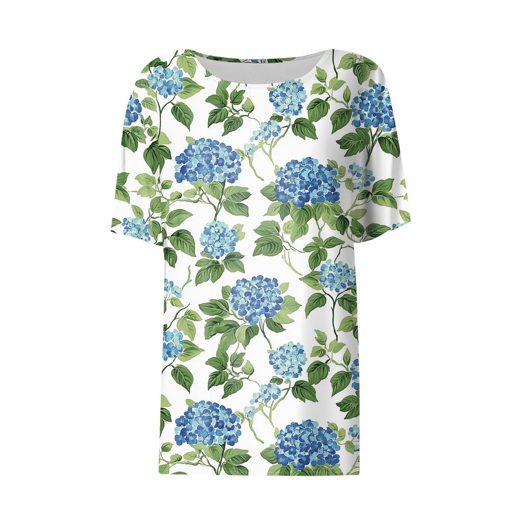 Women's Retro Printed Fashion Casual Round Neck Short Sleeve T-Shirt Top