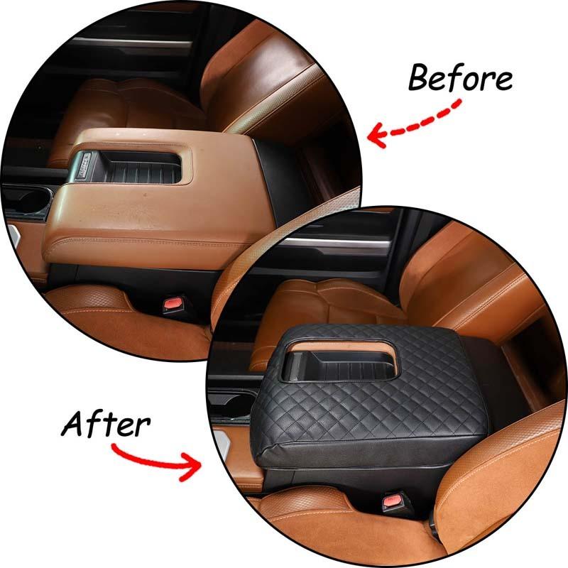 Für Toyota Tundra 2007-2021 PU-Leder Auto Innenraum Mittelkonsolenabdeckung Armlehnenbox Schutzabdeckung Zierleiste Innenraumzubehör