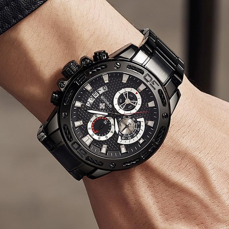 Herrenuhren Top Marke Mode Luxus Gold Edelstahl Quarz Uhr Herren Wasserdicht Sport Chronograph Uhr