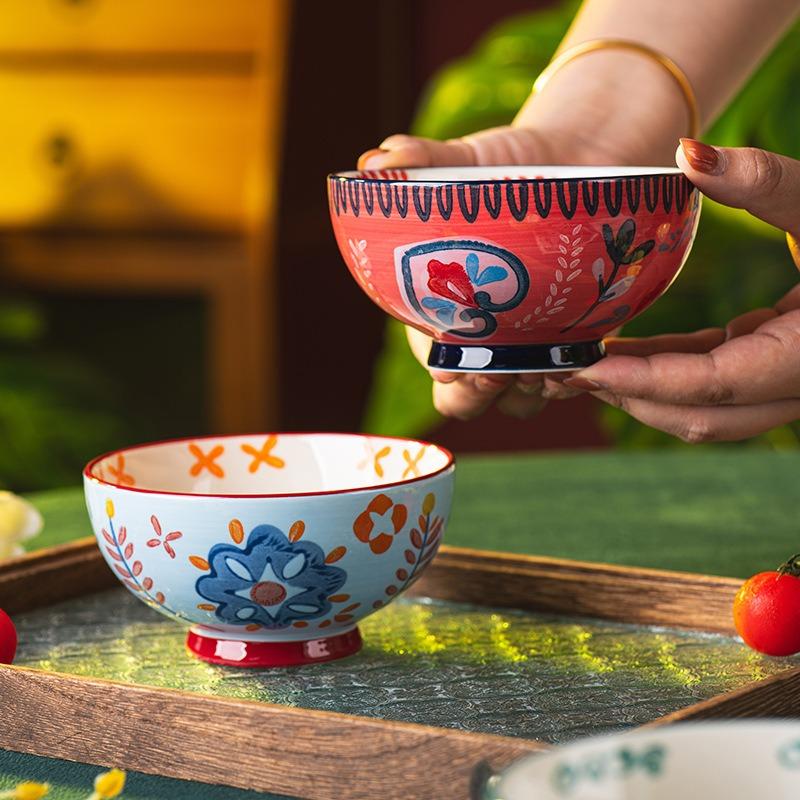 Pastoral Whisper Bowl Household Tableware Ceramic Bowl Personal Special High Value Rice Bowl Soup Bowl Noodle Bowl New