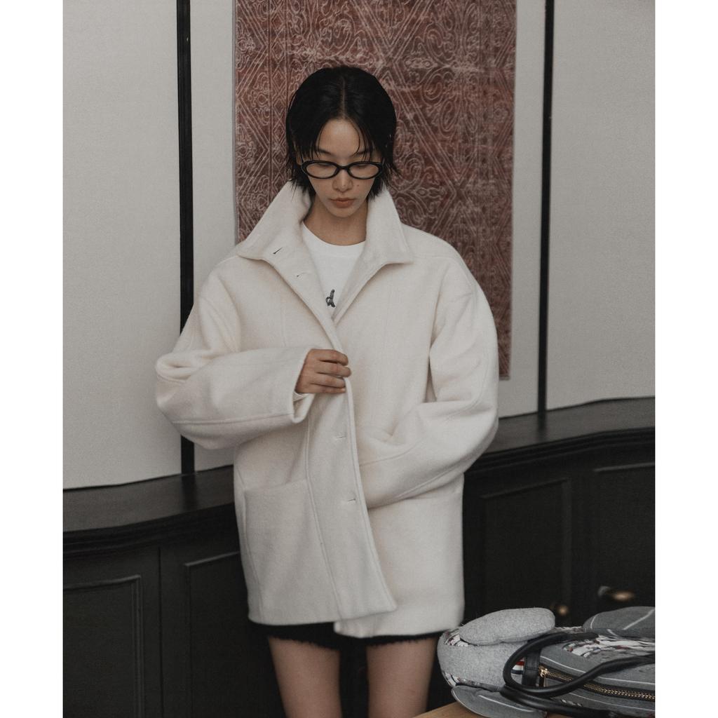 Stand Collar Sheep Wool Coat Women's Winter Small Fragrance Quilted Thick Woolen Coat