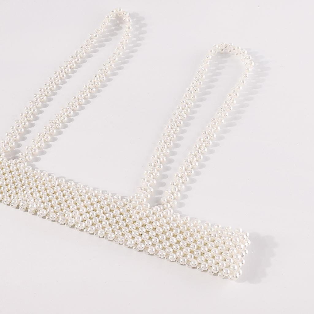 Temperamental Beaded Waist Belt Fashionable Pearl Camisole Vest Personality Body Chain For Women