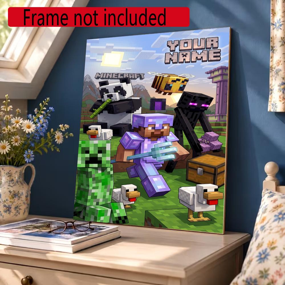 Minecraft Personalized Name Round Diamond Painting Kit Diamond Embroidery Painting Rhinestones Mosaic Frameless Handwork Decoration Arts