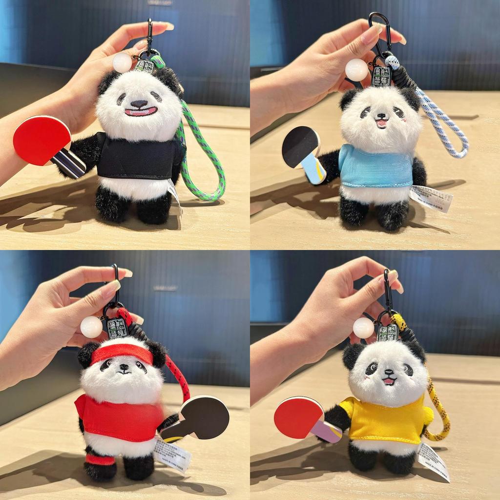 Table Tennis Series Panda Plush Keychain With Durable Polyester For Bag Decoration And Gift Use