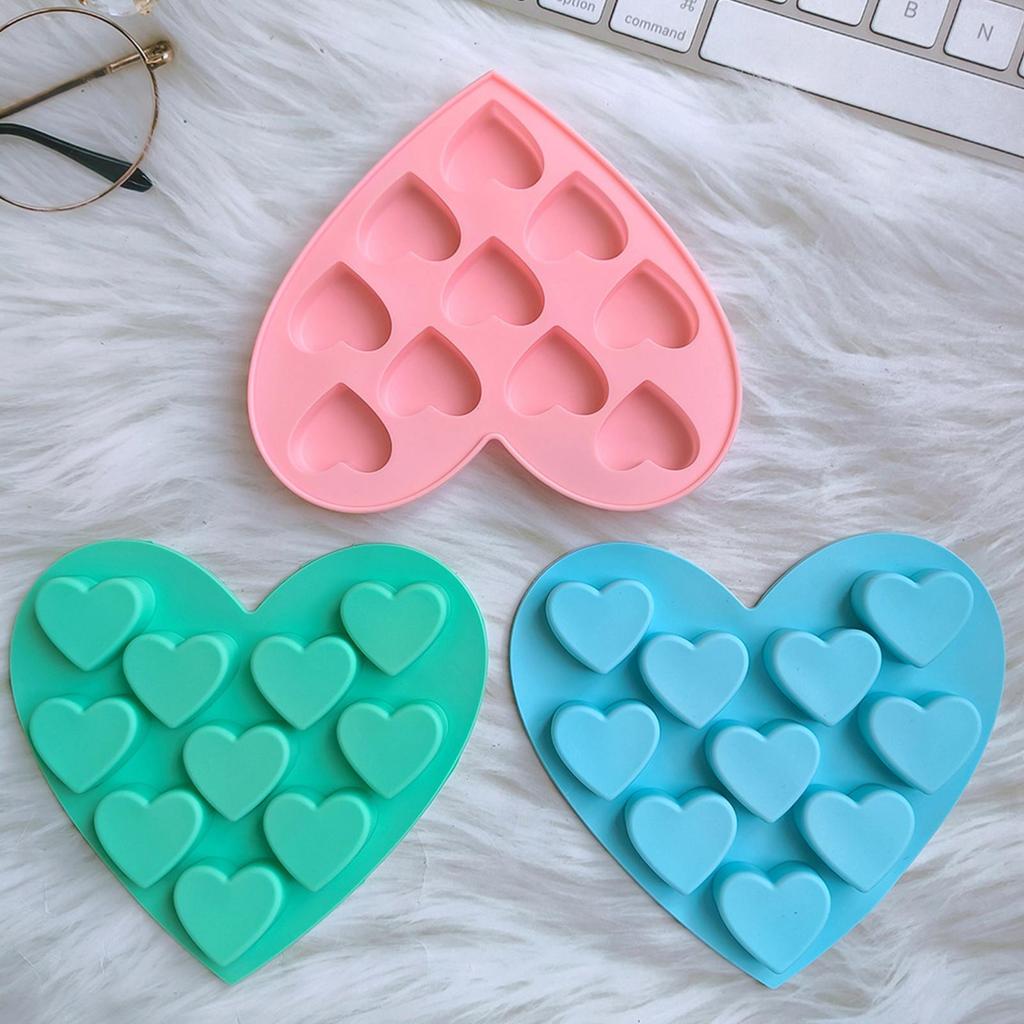 10 Holes Heart Chocolate Jelly Baking Tools Love Shape B iscuit Silicone Molds For Chocolate Jelly Pudding Cake Molds Kitchen