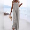 2024 Women's Ethnic Style Sleeveless Wide-Leg Button Jumpsuit
