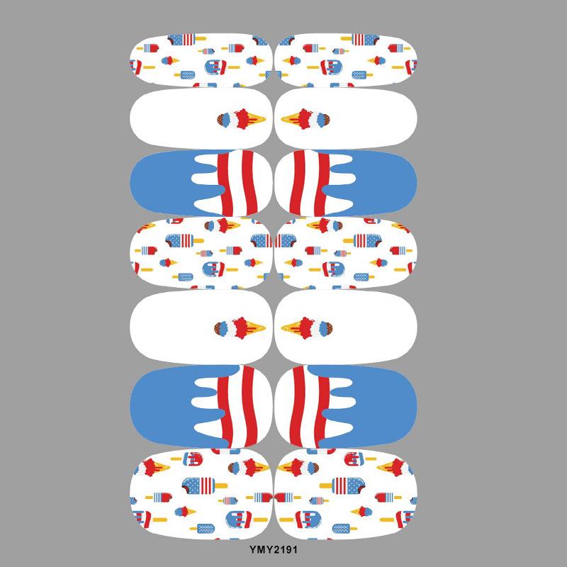 Patriotic Stars & Stripes Nail Stickers - Red & Blue Waterproof Decals for Independence Day (YMY2181-219)
