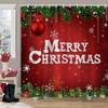 Merry Christmas Shower Curtain Winter Red Truck Snowman Reindeer Snow Farmhouse Shower Curtain Washable Polyester Bathroom Decor