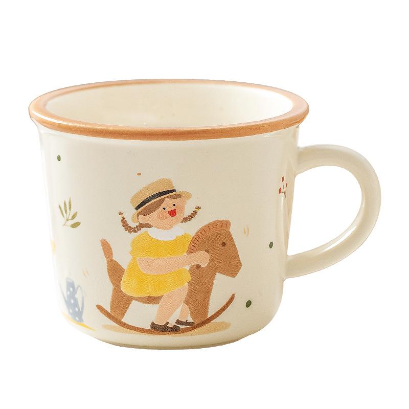 Family Creative Mug High  Value Cartoon Ceramic Cup Household Couple Breakfast Cup Cute Souvenir