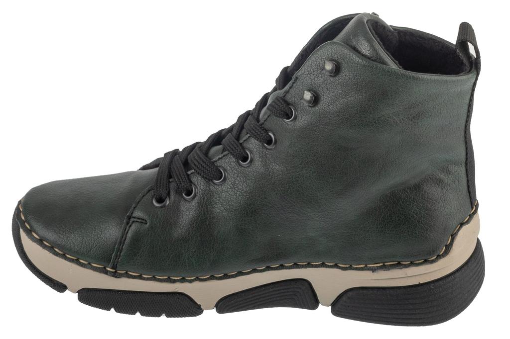 RIEKER Booties, Womens Green Lace-up Shoes