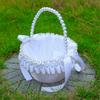 Elegant White And Gold Wedding Decorative Basket For Bridal Ceremonies Parties Decors Durable Fabric Storage Container