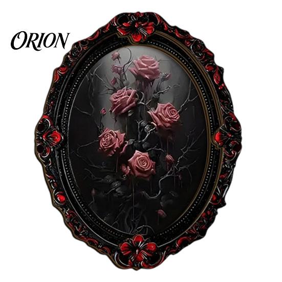 Vintage Oval Photo Frame Decor Halloween Gothic Refrigerator Magnet, Retro Fridge Magnets, Distressed Unique Party Favors Dark Style Whiteboard