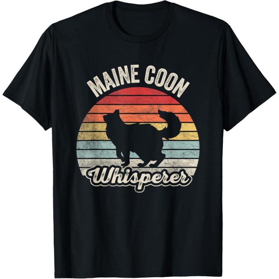 Retro Vintage Maine Coon Whisperer Funny Maine Coon Owner T-Shirt S