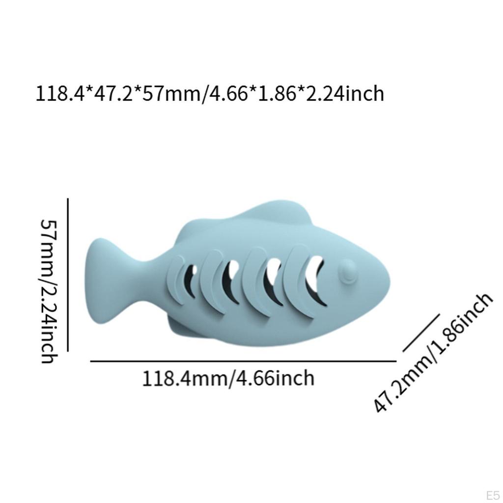 Cat Feeding Toy in Fish Shape, Silicone Chewable Dispenser for Cats
