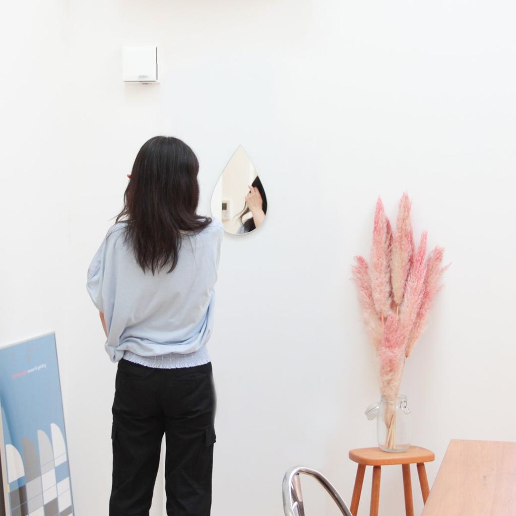 Mirror Toilet Washroom Wall Hanging Scandinavian 26 X 39cm Wall Stickable Mirror Design Kagami Shape Water [Rental Mirror]