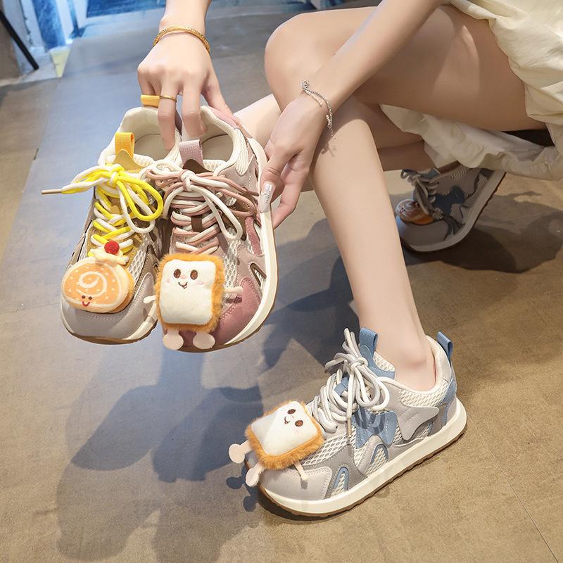 2025 Spring New Ins Super Fire Dad Shoes Female Internet Celebrity Platform Color Matching Casual Shoes Sports Forrest Gump Shoes