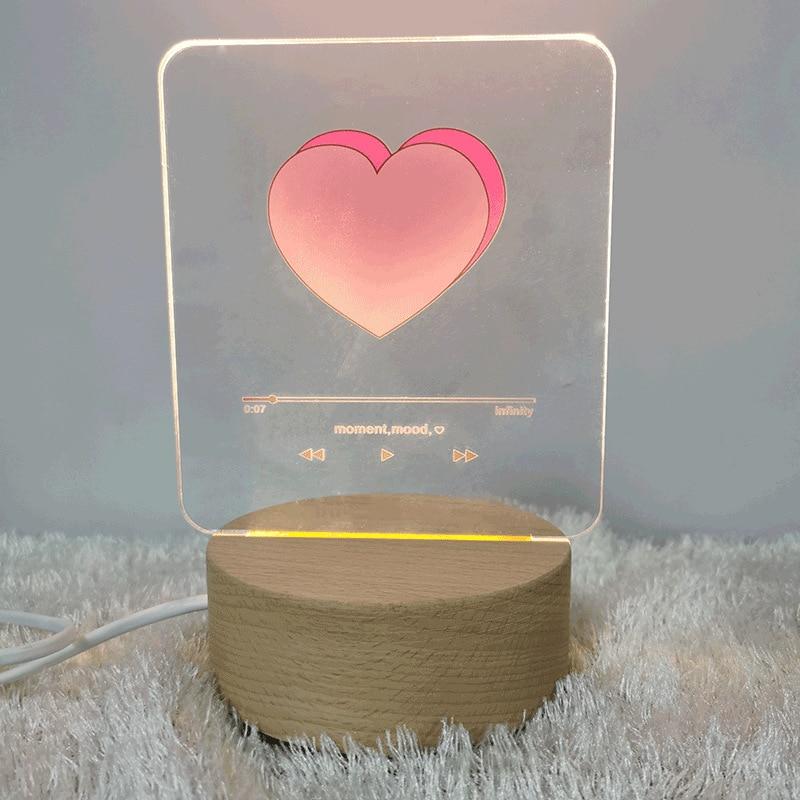 3D Isolator Heart Night Lamp Romantic Creative Bedroom USB Table Valentine'