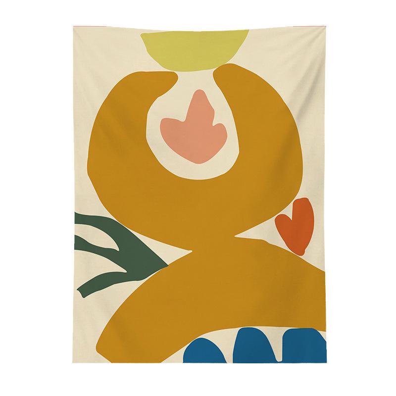 Geometric Color Block Printing Tapestry Rainbow Color Leaves Flowers Tapestry Landscape Tapestry