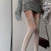Lace Flower Mesh Pantyhose Nylon Suspender Stockings Retro Thigh High Stockings  Night Club