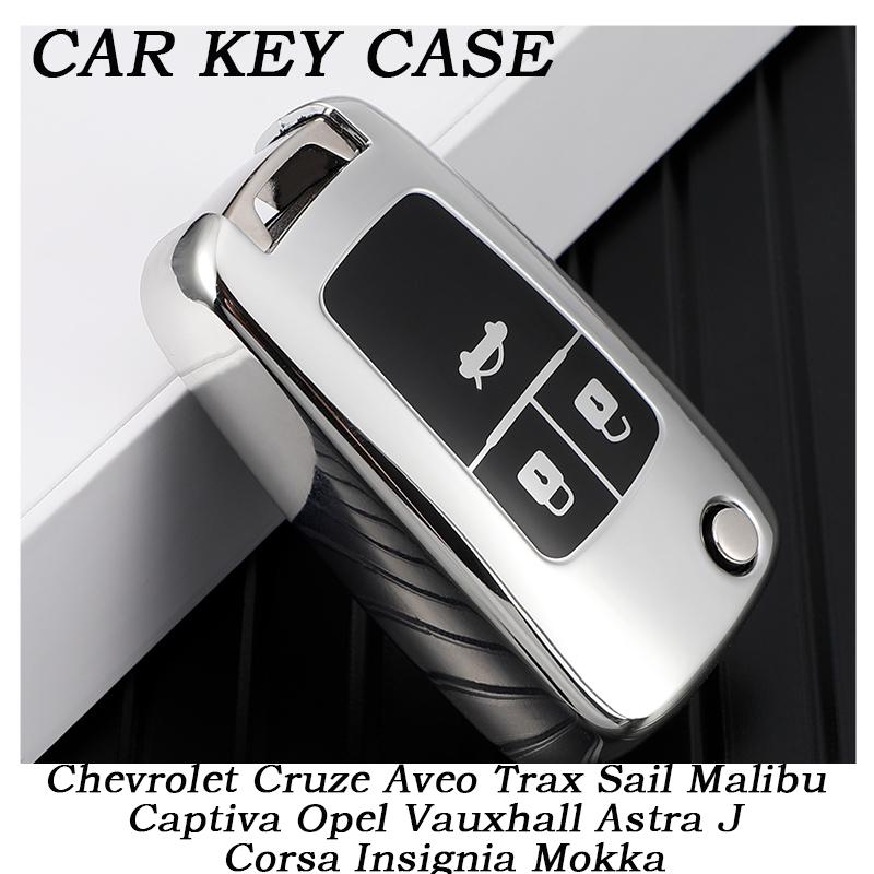 

3/4 Buttons TPU Car Flip Key Case Cover Shell For Chevrolet Cruze Aveo Trax Sail Malibu Captiva Opel Vauxhall Astra J Corsa Insignia Mokka 4 buttons рожевий