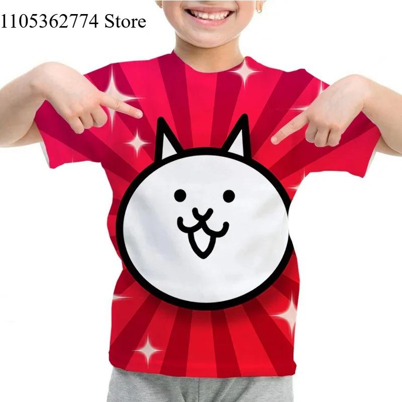 

New 3D Game The Battle Cats Print T Shirt Children Fashion Streewtear Hip Hop Short Sleeves Funny Tee Shirts For Y2k Top Tee 100