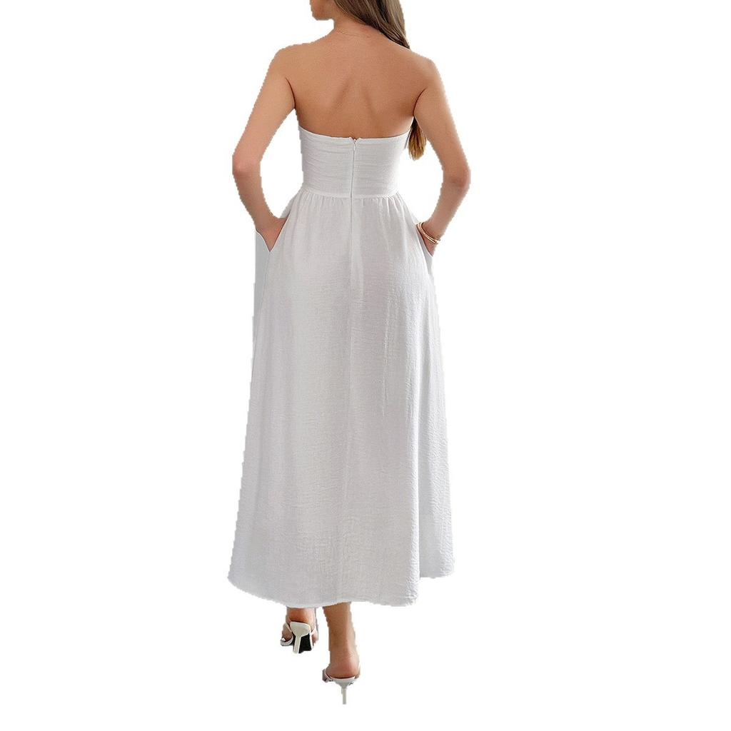 Elegant Vacation-style Strapless and Corset Long Dress for Women's Spring and Summer