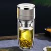 One-Touch Open Goose Egg Double-Layer Glass Cup: Anti-Scalding, High Borosilicate, Quick-Open Tea/Water Separation Cup