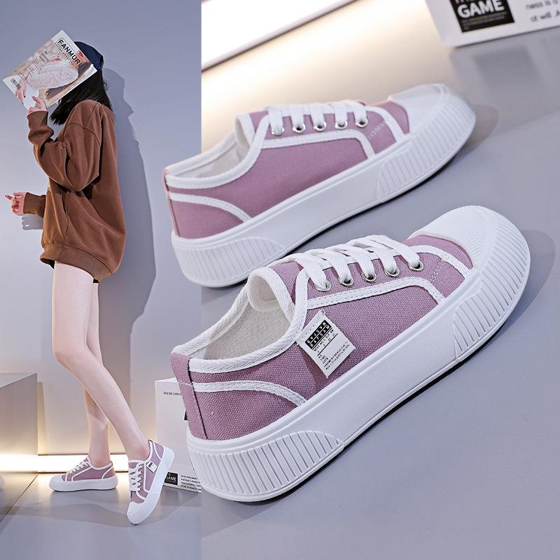 Popular canvas shoes women's spring summer autumn new Internet celebrity board shoes Korean version versatile 2025 new white shoes 133