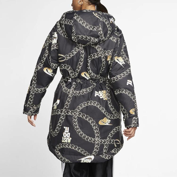 Nike Sportswear Down-Fill Printed Reversible Hooded Down Jacket Women Outerwear Black CK3948-010