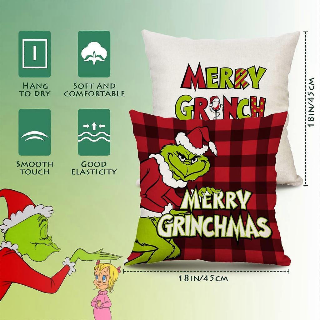 Christmas Pillow Covers 18x18 inch Set of 4 Red Buffalo Plaid