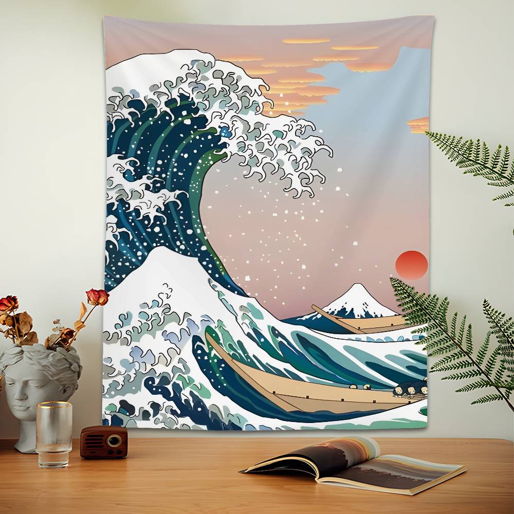 Druck Die große Welle vor Kanagawa Wandteppich Hängend Schlafsaalzimmer Tagesdecke Decke Kinderzimmer Party Heimdekoration Geschenk