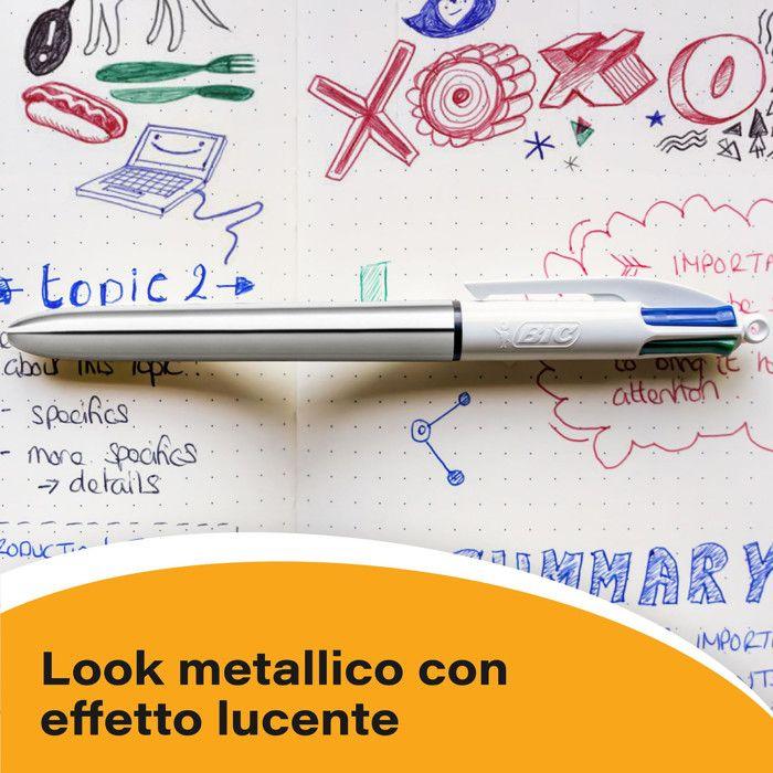 Ballpoint Pen - BIC - Shine - 4 Colors - Retractable - Refillable - Medium Tip 1mm