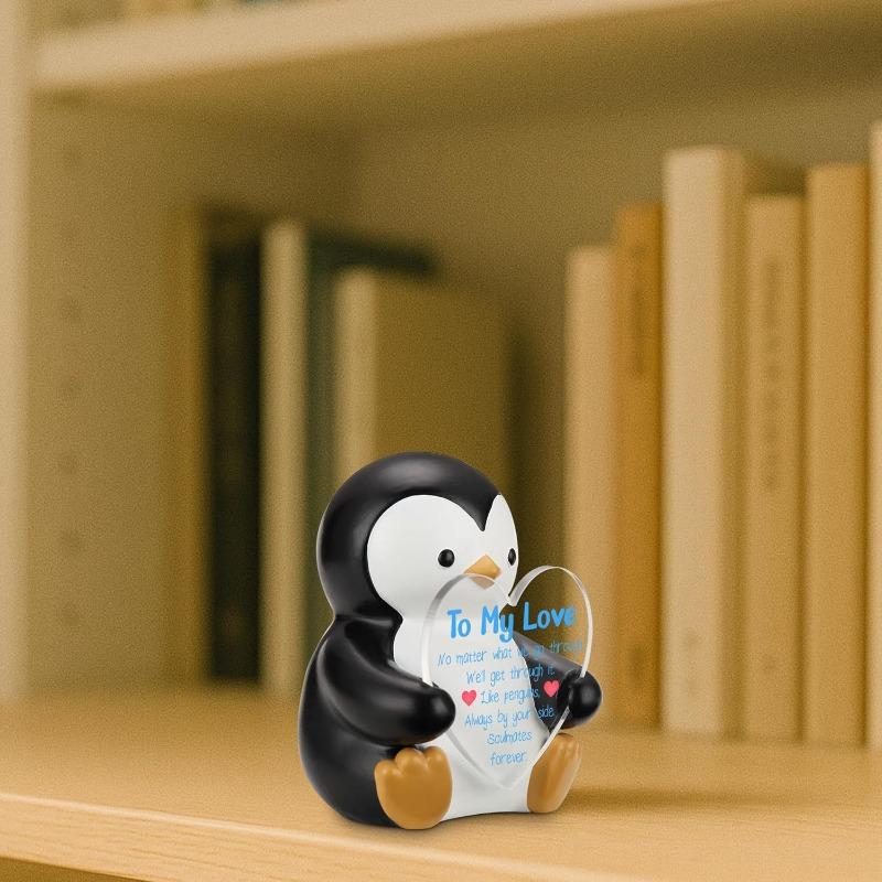 Cute Penguin Heart-hugging Figurine Micro-landscape Decorative Item