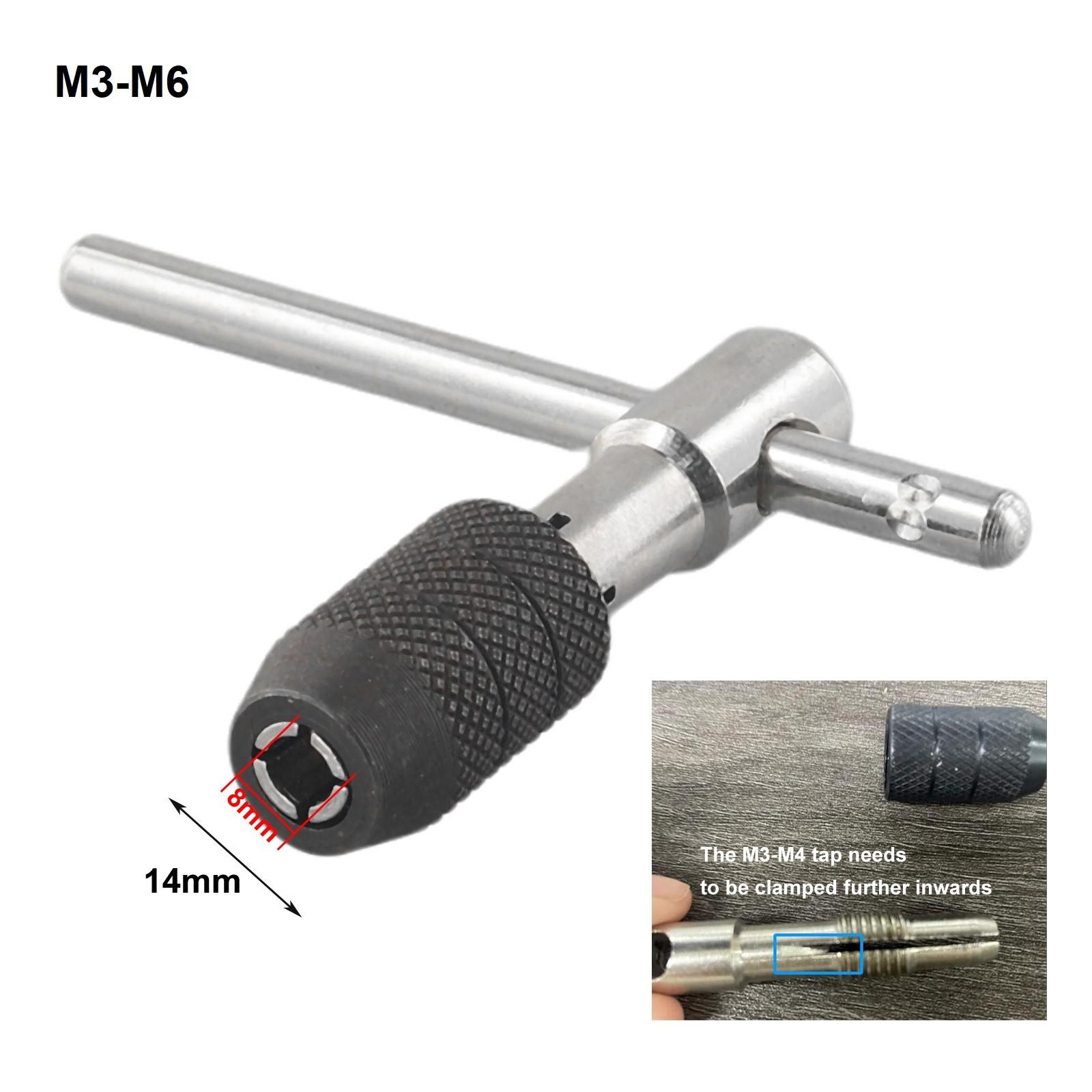 

Tap Wrench Ratchet Tap Adjustable T Type Chrome Vanadium Steel High Quality M3-M6