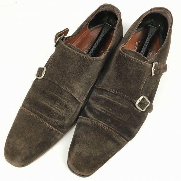Made in Japan BEAMS HEART Suede Double Monk Strap Business Shoes Dark Brown size 26.0-26.5-27.0 Men's