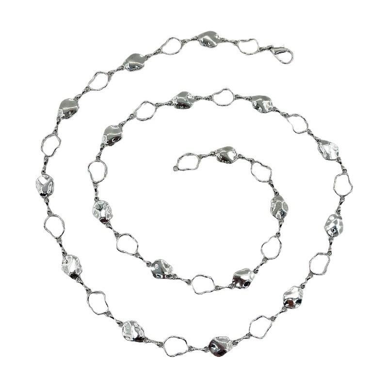 Silbernes Metallkettengürtel für Damen mit glitzernden Pailletten für Freizeit- und formelle Kleidung